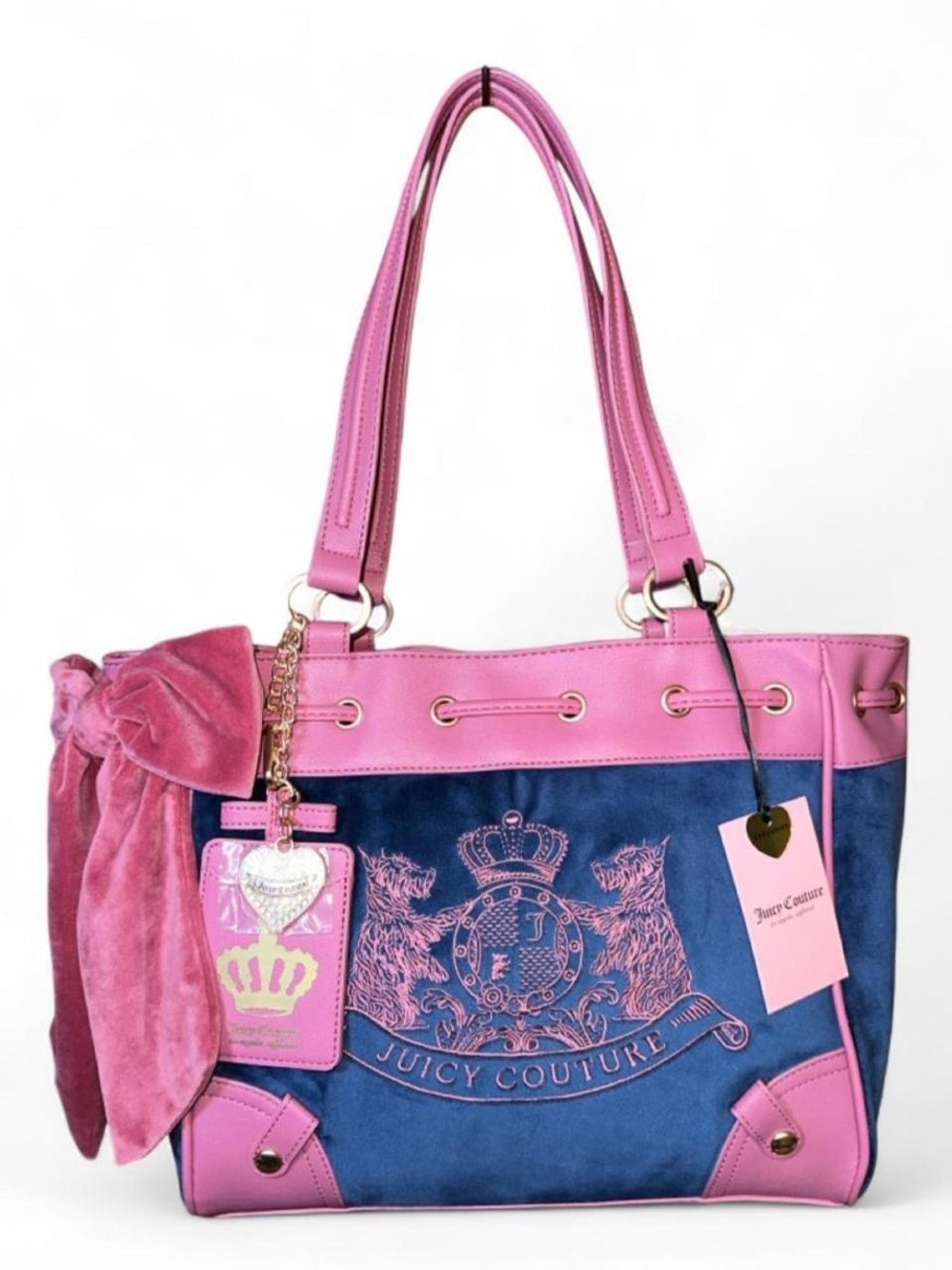 Juicy Couture “Classic Scottie Dog” Daydreamer Tote, blue/pink